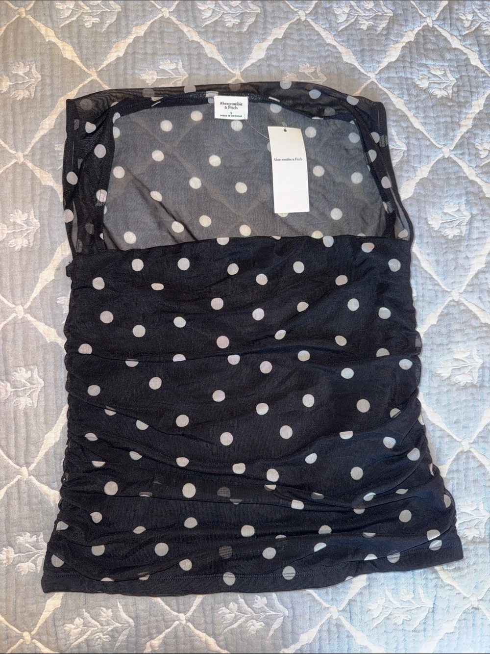 Abercrombie & Fitch Black Top with White Polka Dots